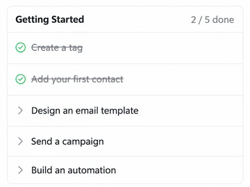 Getting Started checklist on the Kelune CRM dashboard